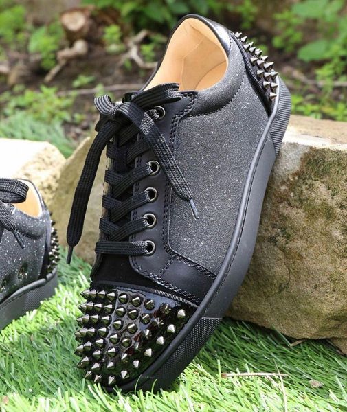 

2020 новый стиль евреемные моды мужские с низким вырезом спортивные красные дна младшие шиповые кроссовки, черный бархатный теленокскин мужс, Black