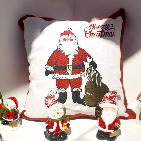 

1pc pillow cases merry christmas cushion cover 45*45cm flower pillowcase cotton linen sofa cushion pillow covers home decor