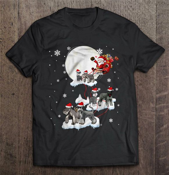 

santa claus riding miniature schnauzer christmas sweater ladies s-3xl custom screen printed tee shirt