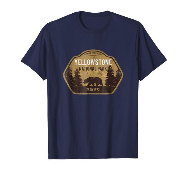 

2019 fashion men t shirt yellowstone national park tee wyoming retro vintage t shirt