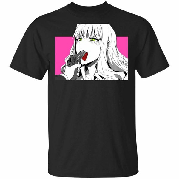 

эччи dark юмор аниме манга gun taste of danger ahegao face black, navy t-shirt сыпучие размер tee shirt