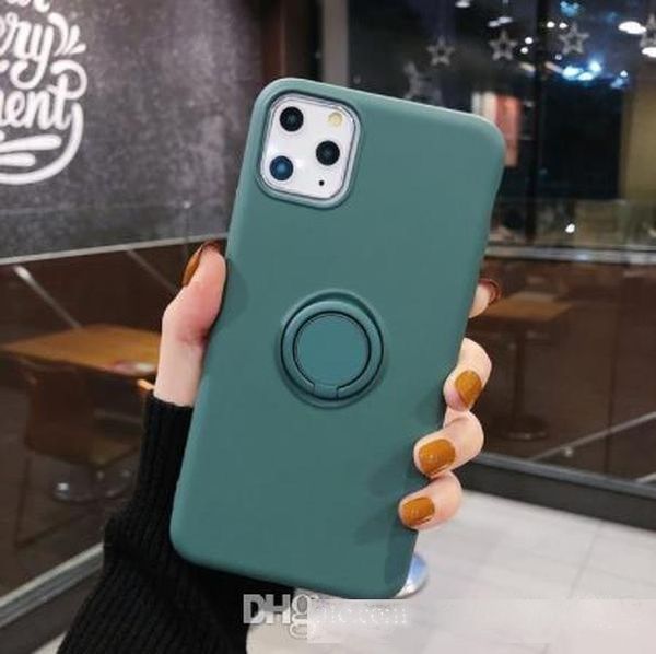 

soft liquid silicone phone case for iphone 7 8 6 6s plus x xs s 11 pro max xr phone stand ring holder shockproof armor cover