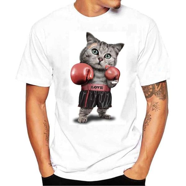 

2019 fashion t-shirt, men's fashion casual printing boxings cat tees short sleeve t shirt tee shirt