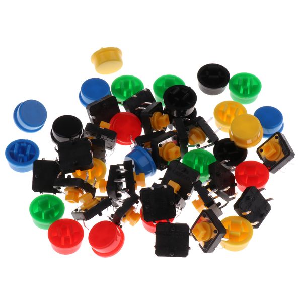 

25pcs tactile push button touch micro 12x12x7.3mm round keycap assorted kit