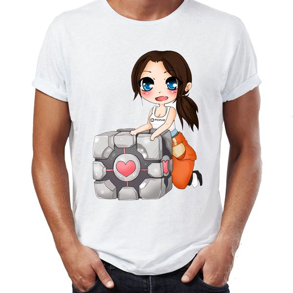 

мужская футболка портал челл the silent protaganist аниме игры gamer удивительный tee