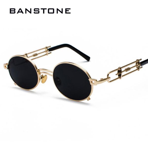 

banstone men metal oval frame steampunk gothic vampire sunglasses unique retro 1980s sun glasses cosplay styling, White;black