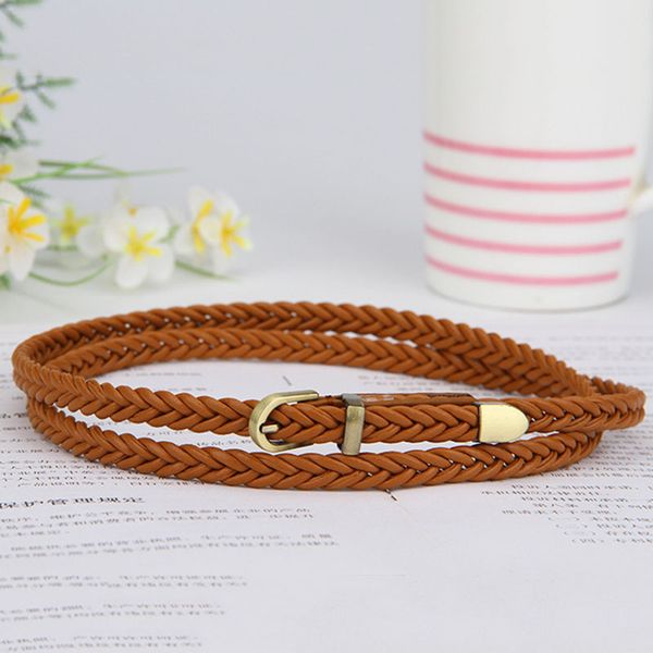 

belts wide-pin buckle fashion women's woven pu leather belt, Black;brown