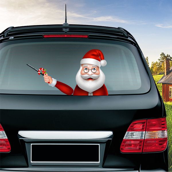 Рождественские серии автомобиль наклейки волшебные Рождество развевающиеся Санта-Клауса лося Xmas наклейки лобового стекла автомобиль задние ветровые стеклоочистители наклейки VT1623