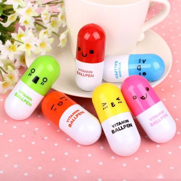 

student ballpoint pens pill shape retractable creative lovely ball point pen children gift writing suppliers wholesale 0001std, Blue;orange