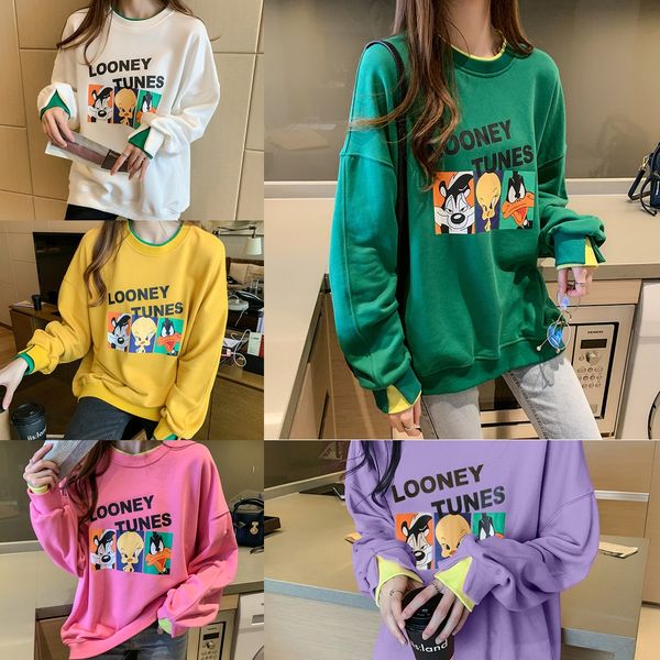 

women's sweater autumn wear hat-pullover pulloverpullover2020 new loose korean style long sleeve pullover round neck bottoming top, Black