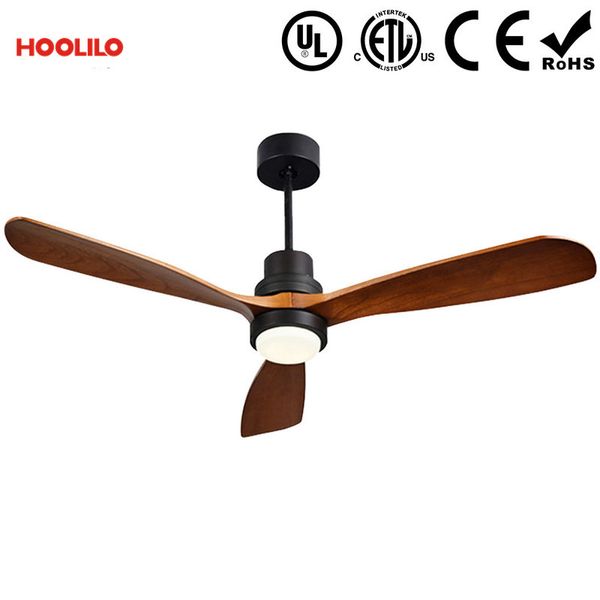 

52inch 3 solid wood blade energy saving smart modern ceiling fan with led lights ventilador de techo ac motor 3 speeds 110v 220v