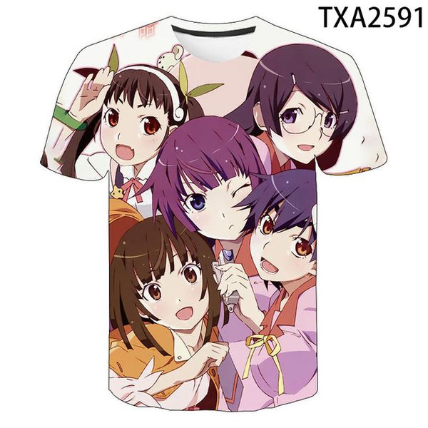 

boy girl new monogatari cool 3d print shirts horror anime hippie men clothing