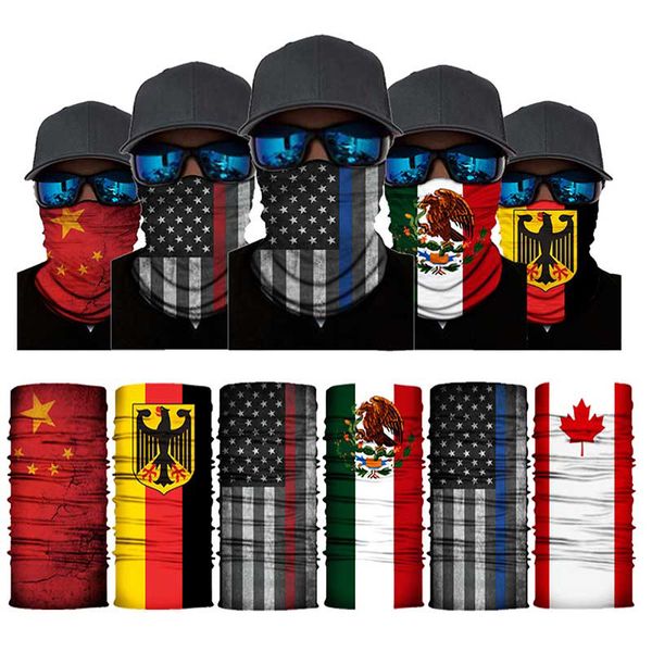 

3d magic scarf national flag scarves cycling hiking windproof neck warmer gaiter tubular face bandana mask men women headband, Black