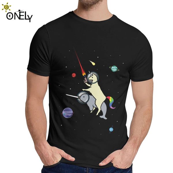 

round neck llamacorn riding narwhal in space tee shirt 2019 new comfortable la camiseta us size s-6xl