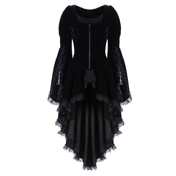 

women's jackets coat women vintage steampunk long gothic overcoat ladies lace jacket dovetail veste femme chaquetas mujer n17, Black;brown