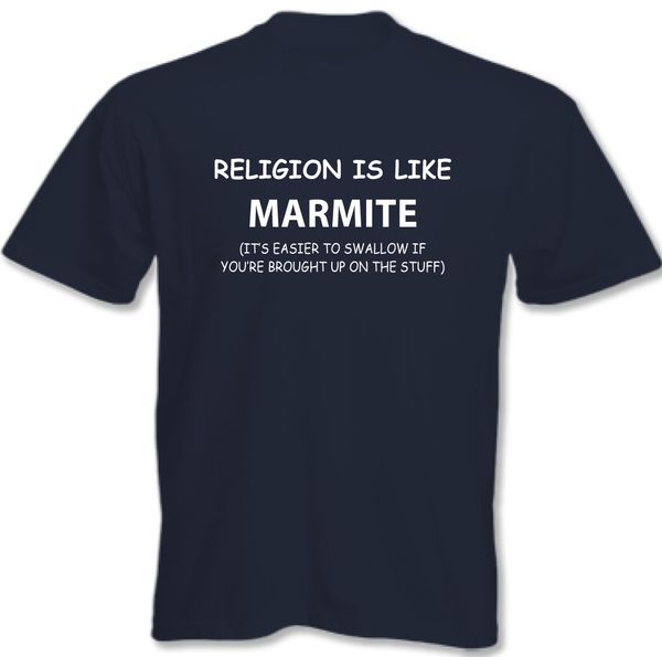 

religion is like marmite - mens atheist atheism t-shirt