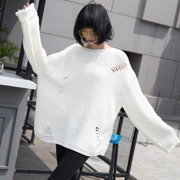 

deat 2020 new spring fashion women clothing round neck full sleeves zipers broken knits open stitch cardigan wd44611, Tan;black