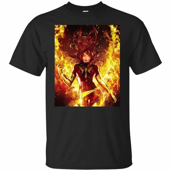 

men's dark phonix t-shirt marvel x-men jean grey black navy clothes 2019 simple short-sleeved cotton t shirt tee