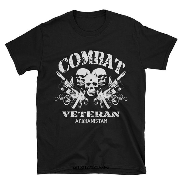 

men t shirt combat veteran afghanistan army black guns skull veteran cotton funny t-shirt novelty tshirt women