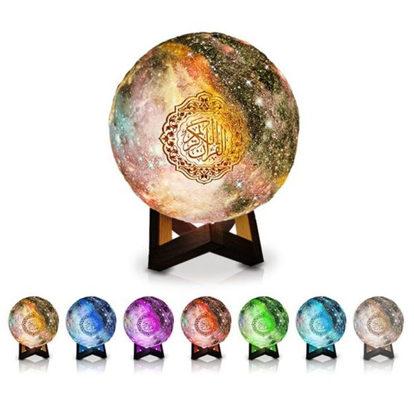 

sq512 quran bluetooth speakers remote control led nigt moon lamp quran speaker