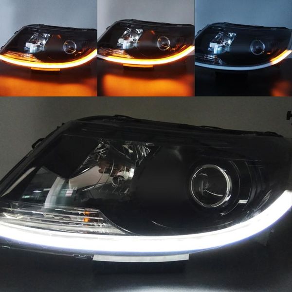 

2pcs 45cm 60cm flow drl signal turn led light drl led strip light flexible headlight strip amber flowing daytime running lights
