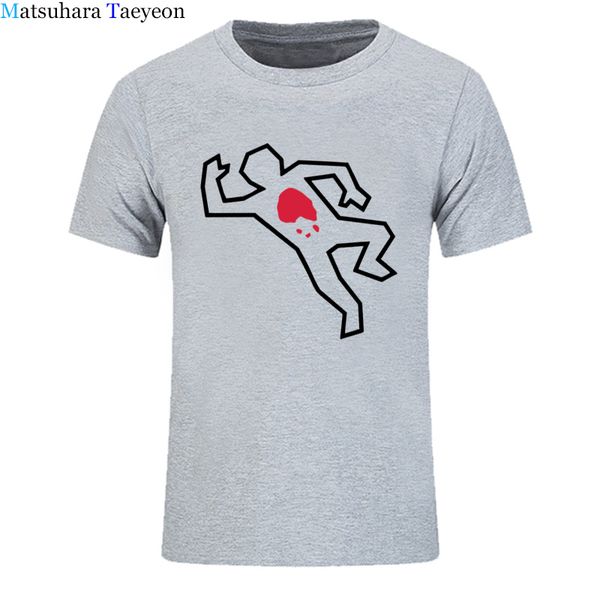 

очерк dead тела crime scene t-shirt мужчин ново estilo 2018 года o-образным вырезом рубашки тройников для рубашки тройников хлопка вскользь