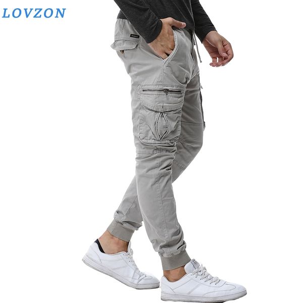 

lovzon mens camouflage tactical cargo pants men joggers casual cotton drawstring pants hip hop ribbon male trousers, Black