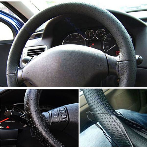 

chiziyo automotive supplies hand-stitched car steering wheel cover with needles and thread artificial leather 3 colors