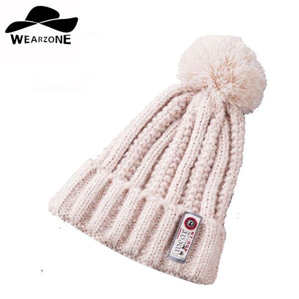 

woman's skullies caps knitting hats ball cap pom poms winter hat for girl 's knitted beanies cap brand new thick warm labeling, Blue;gray