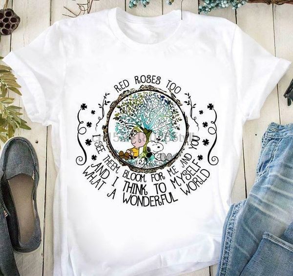 

sno0py charlie brown red roses too i see them bloom white men s-6xl cotton shirt