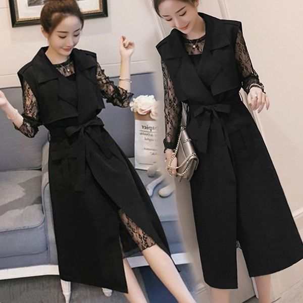 

large lace skirt size women's autumn clothing new fat sister meat hiding age-reducing western style suit slimming belly-covering lace s, Black;gray