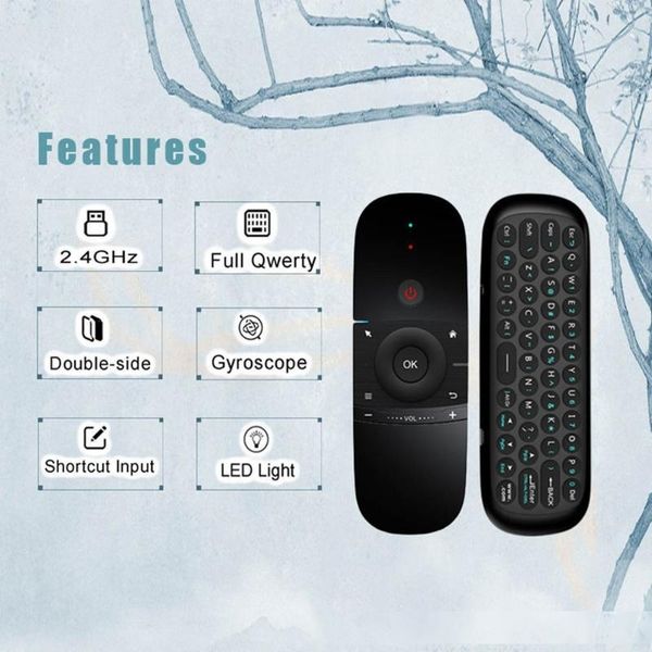 

w1 remote keyboard wireless 2.4g air mouse rechargeble gyroscope mini remote control for android tv box mini pc tv pk mx3