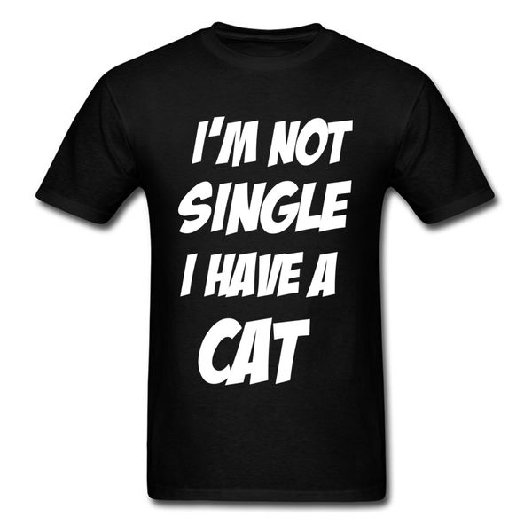 

funny t-shirt for man black tee shirt im not single i have a cat white letter print black tshirt cotton clothing wholesale
