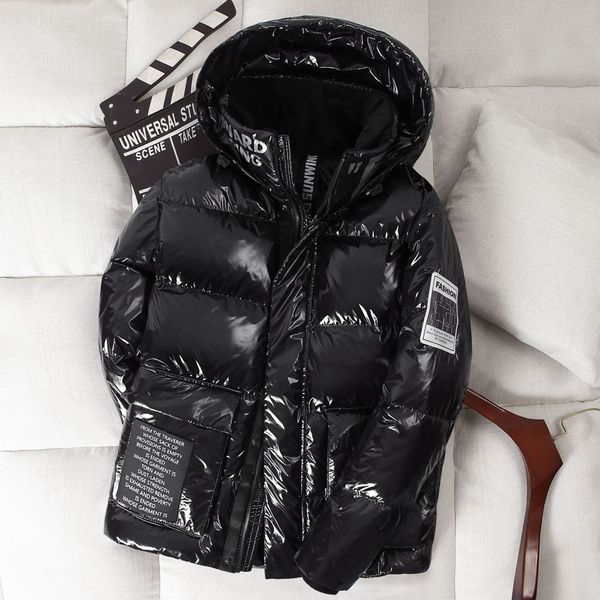 

2020 new bright-faced down jacket men and women korean version short model plus thick warm and cold clothing 90 white duck down, Black