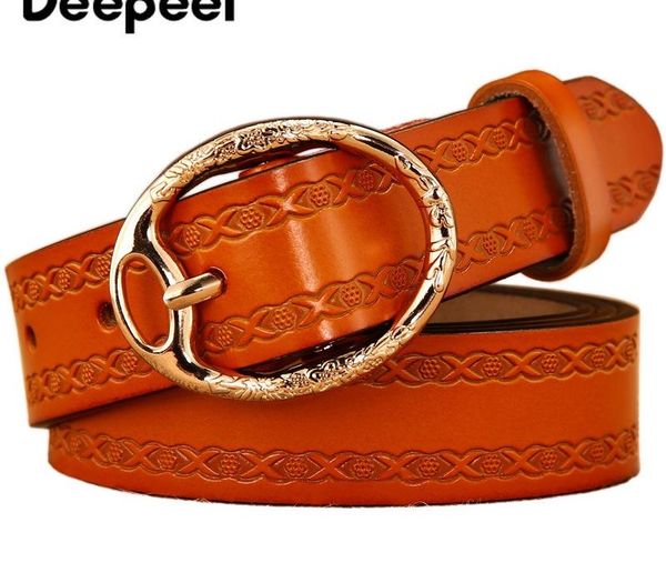

deepeel 1pc 2.8cm*100-115cm women's leather belt retro wild metal pin buckle belt fashion harajuku style decoration for gift bd515, Black;brown
