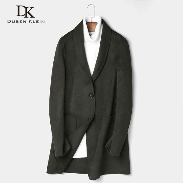 

long wool men blend coat winter warm business casual slim jacket z8808, Black