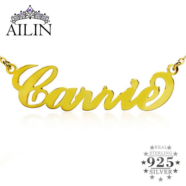 

ailin personalized custom name pendant necklace choker gold color silver carrie font nameplate necklace women jewelry gift cx200725