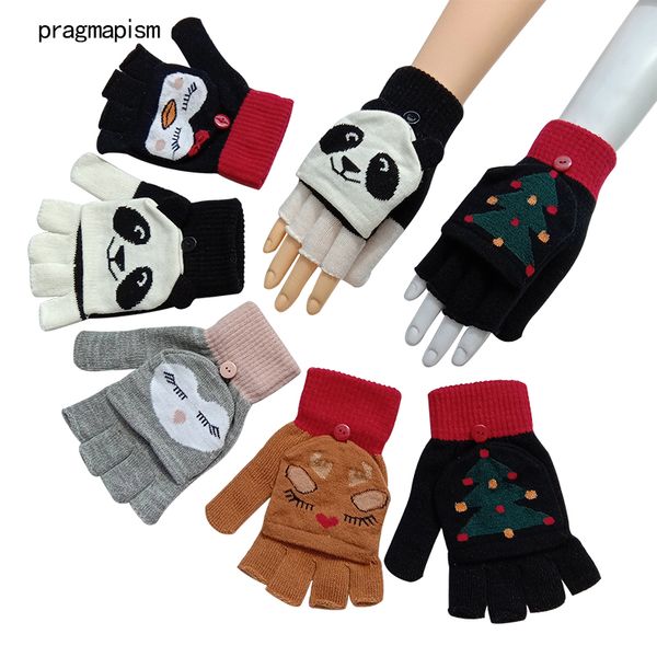 

woman fingerless gloves girl' fashion winter warm exposed finger mittens knitted warm flip half finger gloves, Blue;gray
