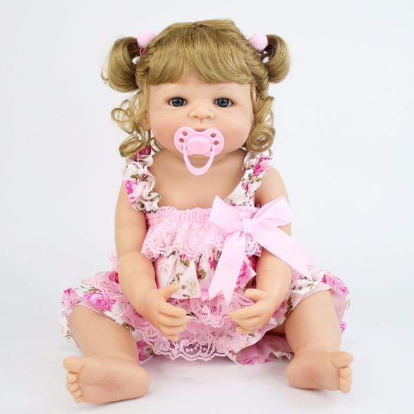 

55cm full silicone vinyl reborn doll princess realistic newborn baby bebe alive toy birthday gift girls play house bathe toy y200413