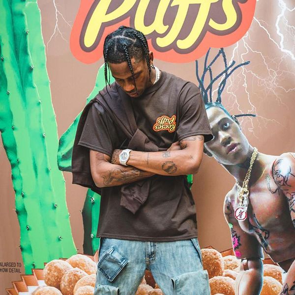 

travis scott x r eese's p uffs enjoy today tee astroworld t shirt men women 1:1 summer style travis scott t-shirt, White;black