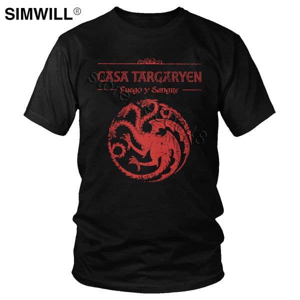 

retro game of thrones t shirts men's cotton house targaryen tshirt three-headed dragon tee short sleeve t-shirt dropshipping