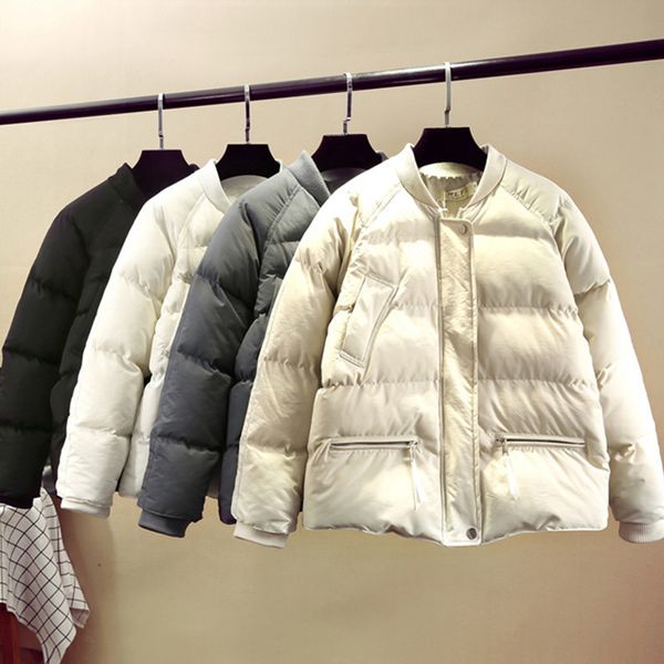 

2020 winter jacket coat women 6 colors casual korean style padded puffer jackets parkas white autumn warm women clothing, Black