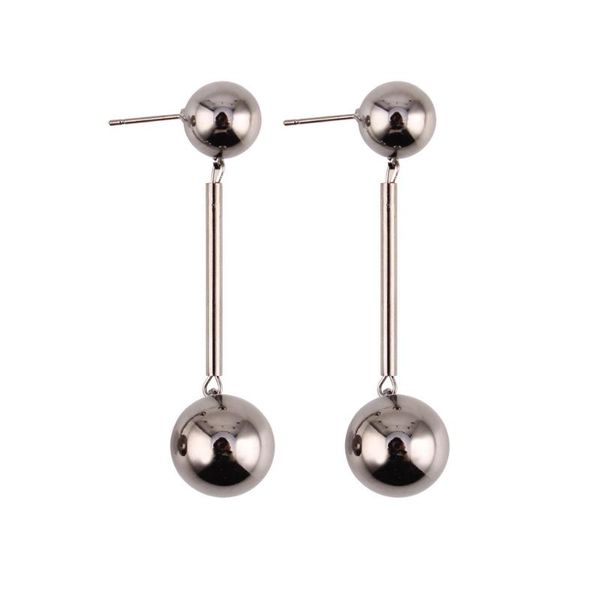

new bead ball metal women earrings charming fashion round pendant dangle drop 2020 earrings bijoux jewelry, Silver