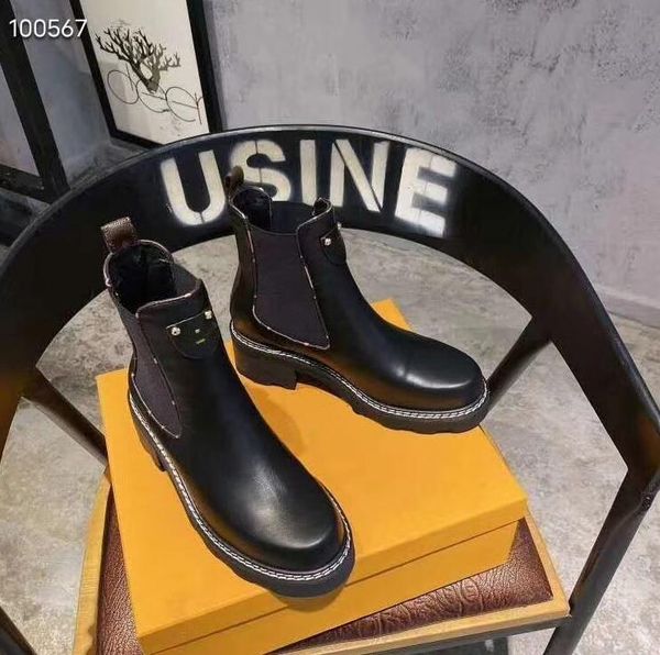 

fashion luxury womens boots brands martin boots platform work boot snow boot lady beaubourg ankle boots winter designer shoes big size 35-42, Black