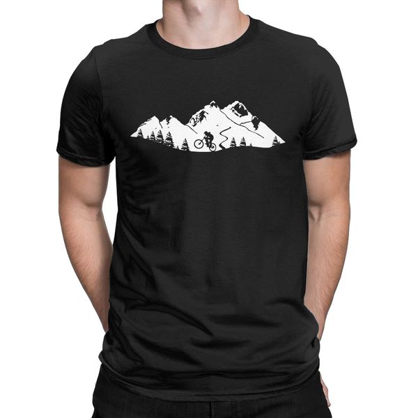 

men's wheelie in front of mountains t shirt mtb mountain bike pure cotton short sleeve round neck tee shirt party t-shirt