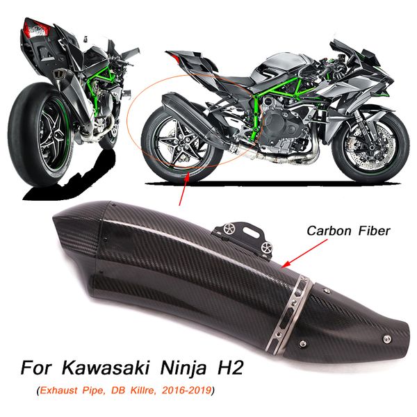 

h2 motorcycle exhaust muffler pipe tip carbon fiber system for ninja h2 2020 2020