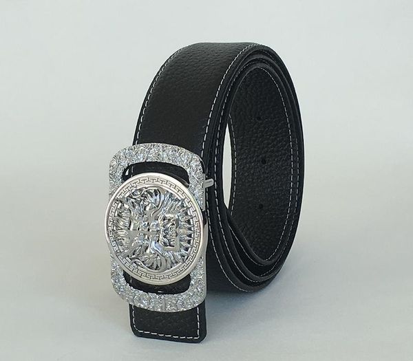 

men's high-quality belt belt men's new fashion classic retro strap jeans slip buckle with wild denim, Black;brown