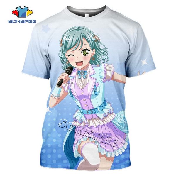 

anime cute girl bang dream summer 3d print shirts plus size humor graphic men clothing
