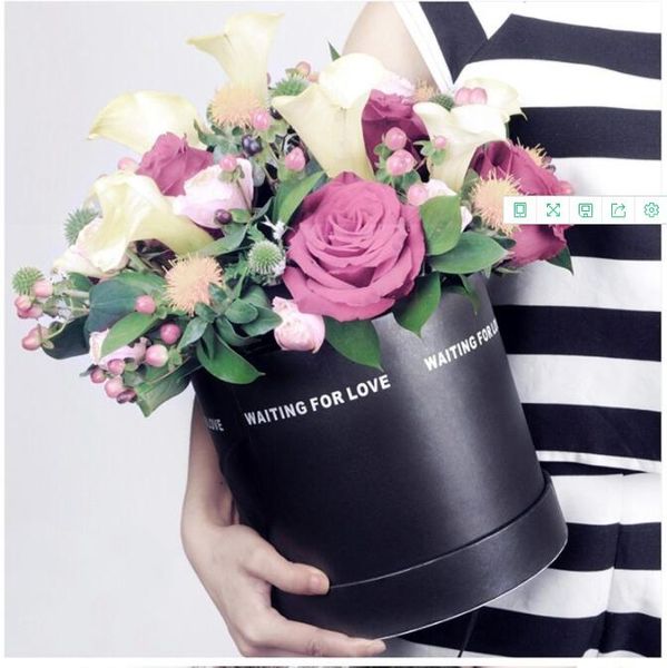 

gift wrap 2pcs/set round paper box hand cylindrical bucket flower bouquet packaging