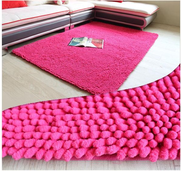 

long chenille fabric anti-slip mat thick floor carpets for living room bathroom water absorption floor rug mat plain color